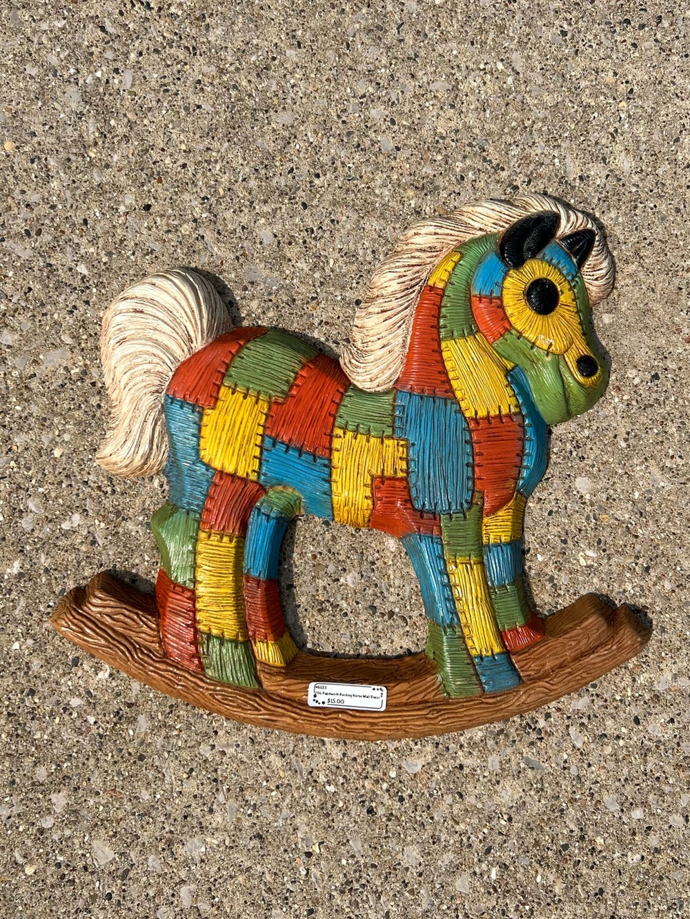 Vintage 80’s Homco Patchwork Rocking Horse Wall Plaque